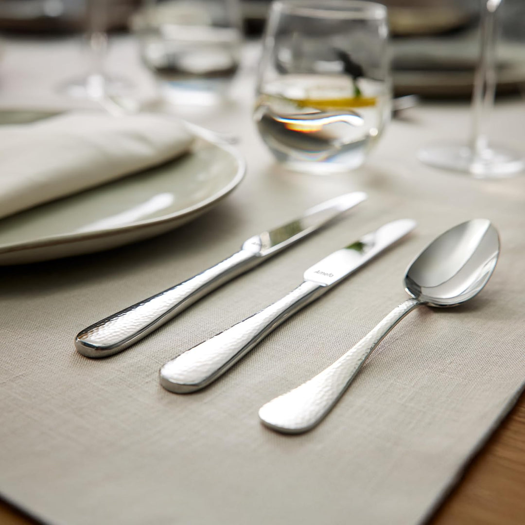 Amefa SIERRA Besteck Set 6 Personen | 24-teilig | Edelstahl 18/10 satiniert | gehämmerte Griffe | Es