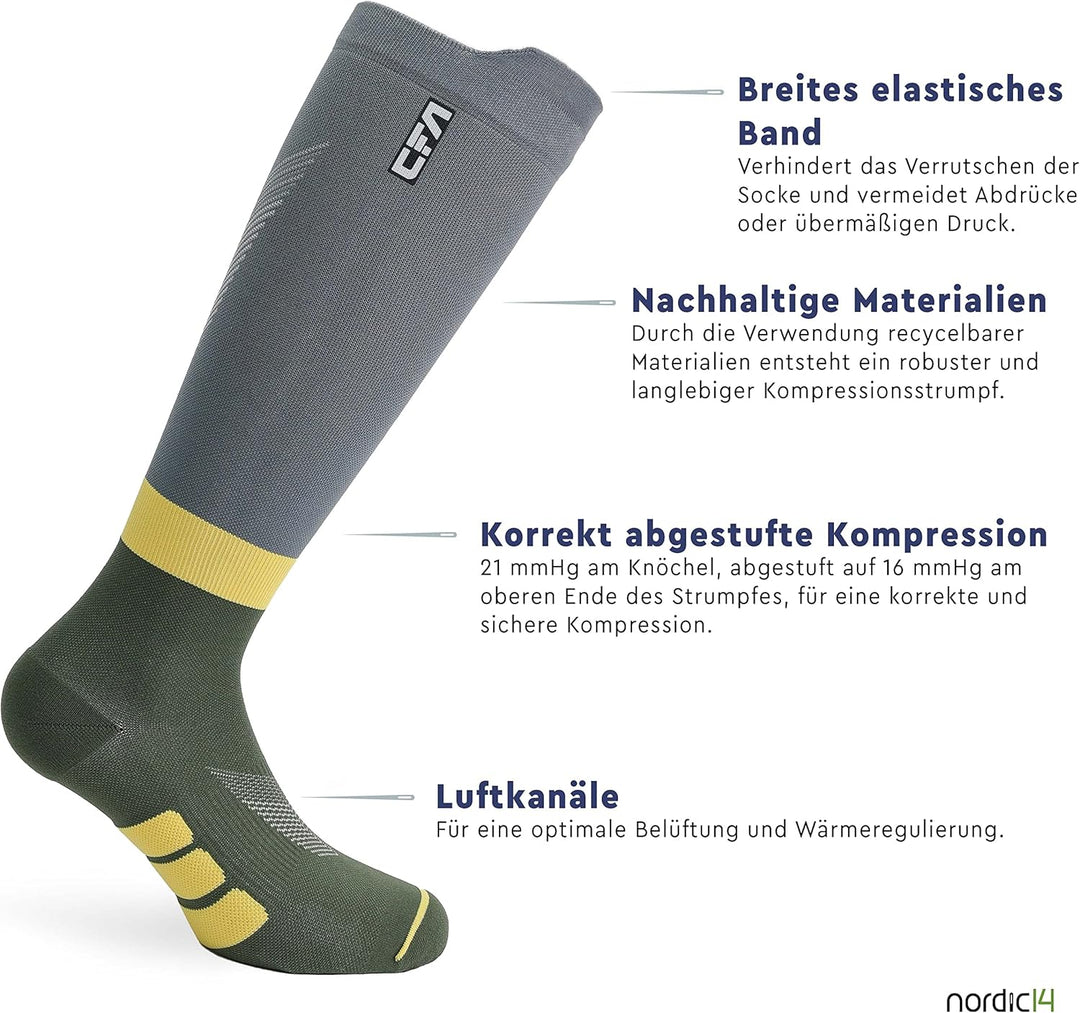 CFA V2 Kompressionsstrümpfe Damen und Herren - Ideal fürs Laufen, Fitnessstudio, Radfahren, Muskeler
