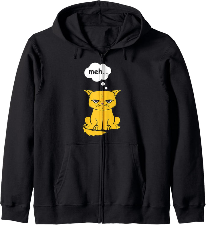 Meh Katze Schlecht gelaunte Katze Misantropen Katze Geschenk Kapuzenjacke