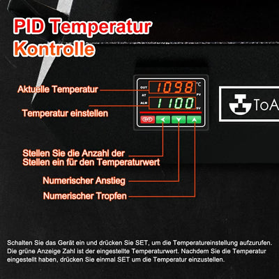 FASTTOBUY 3kg Digitale Schmelzofen 1100°C /2012°F, Automatischer Schmelzofen für Metall, Elektrische