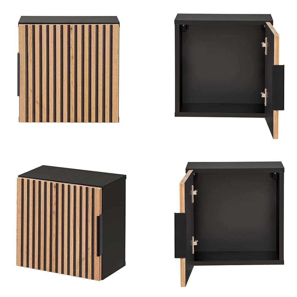 Lomadox Badezimmer Hängeschrank 35x35 cm Wandschrank Badschrank 1 Tür quadratisch Würfel anthrazit m