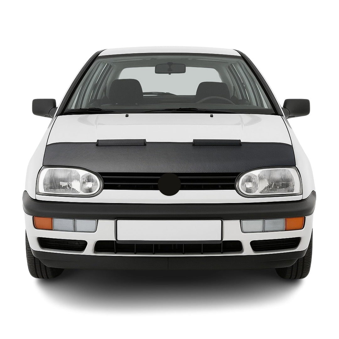 OMAC Haubenbra Steinschlagschutz Bonnet Bra kompatibel mit VW Golf 1991-1999 Carbon Optik Halb Schwa