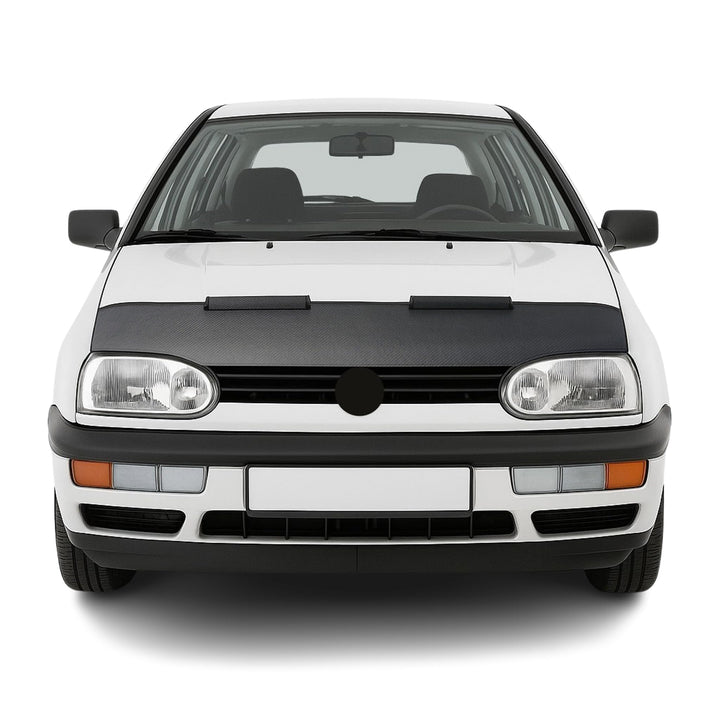 OMAC Haubenbra Steinschlagschutz Bonnet Bra kompatibel mit VW Golf 1991-1999 Carbon Optik Halb Schwa
