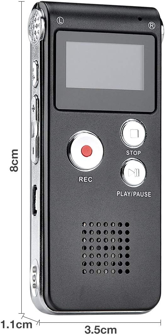 Lychee 8GB LCD Bildschirm Digitales Diktiergerät Aufnahmegerät Sprachaufnahme Audiorekorder Voice Re