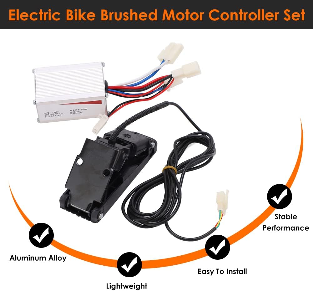VGEBY 12V 250W Aluminiumlegierung Gebürsteter Geschwindigkeitsregler Gaspedal-Set für Elektrische Fa