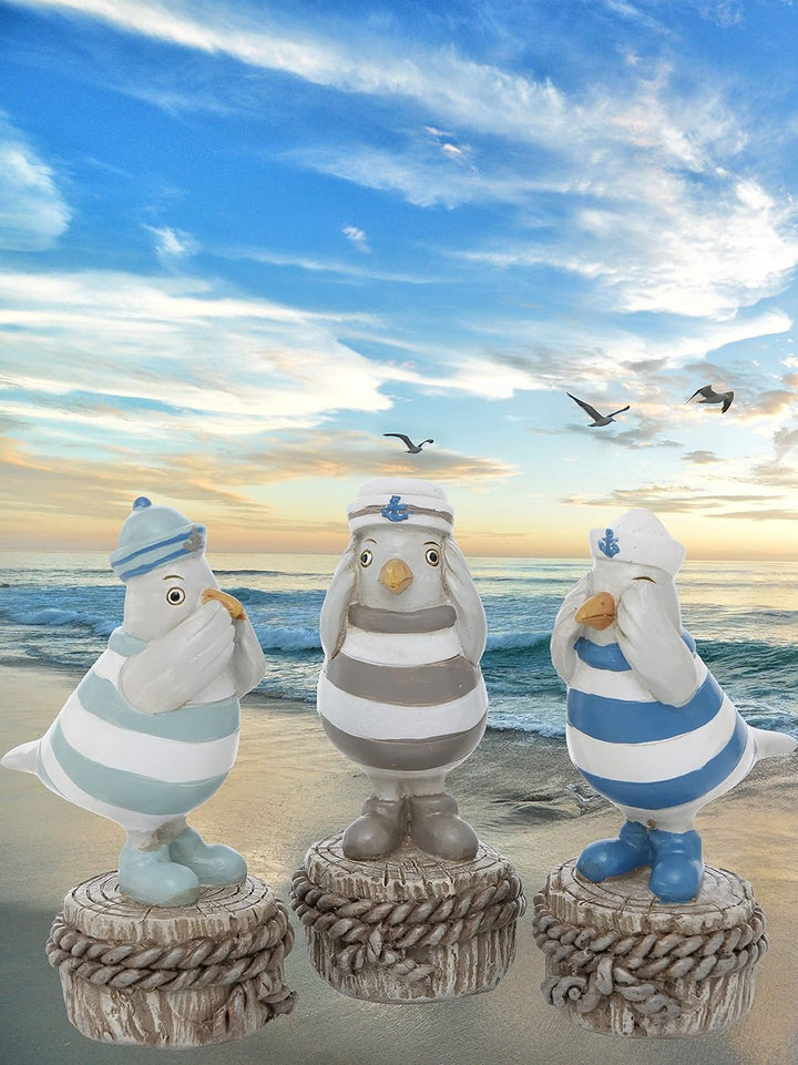 Pommerntraum ® | 3-ER Set! WohnDekoration Dekorationsfiguren Kantenhocker 3 Möwen Seemöwen Vögel - N