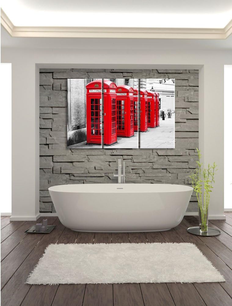 Pixxprint rote Londoner Telefonzellen 3-Teiler Leinwandbild 120x80 Bild auf Leinwand