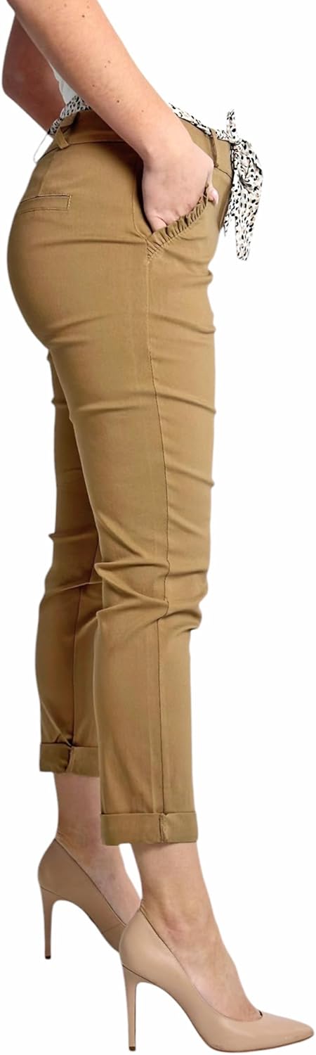 Mississhop Female Damen Stretch Klassische Chino Hose S Braun, S Braun