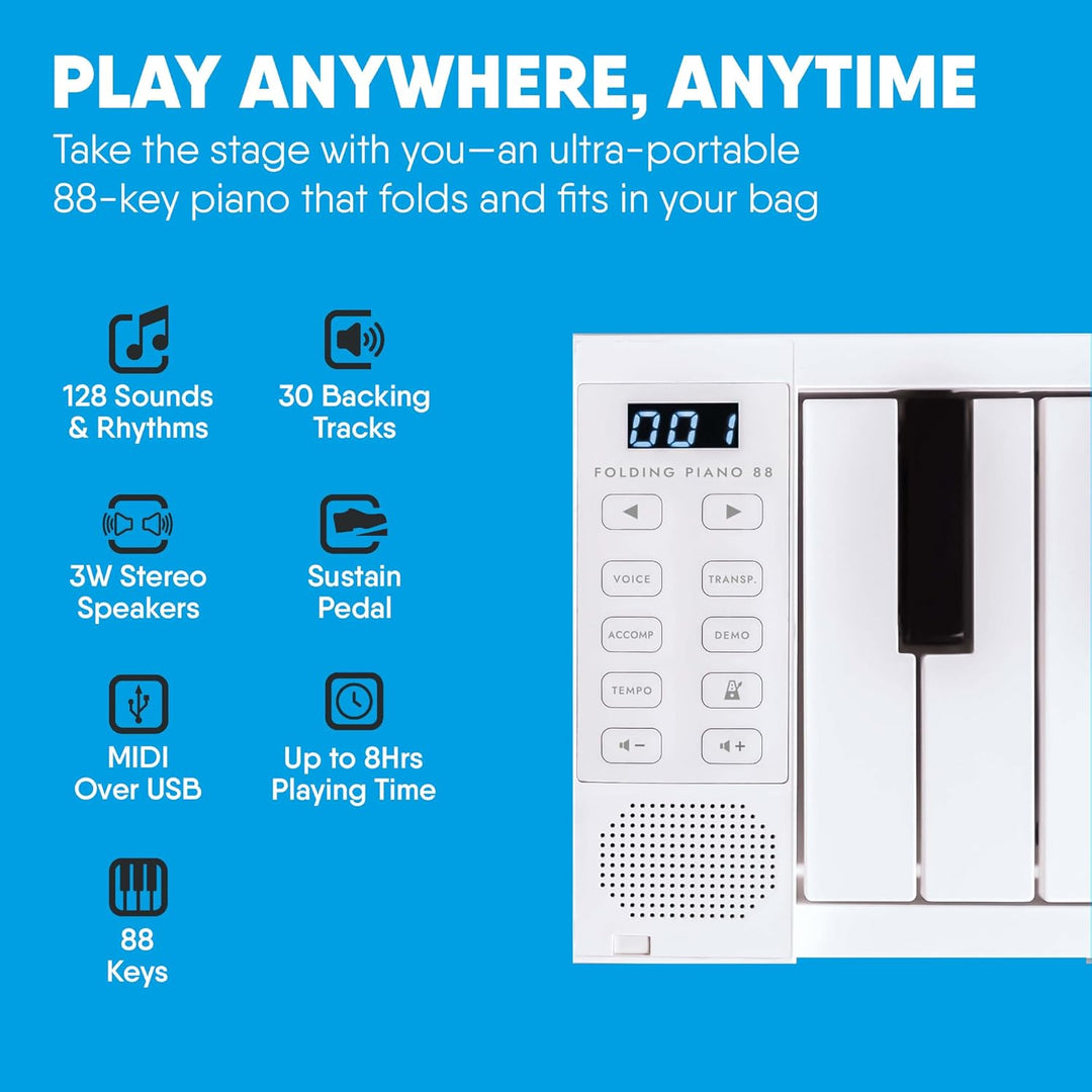 Zusammenklappbares, tragbares Klavier von Blackstar | 88 Tasten Tragbares Klavier mit eingebautem US