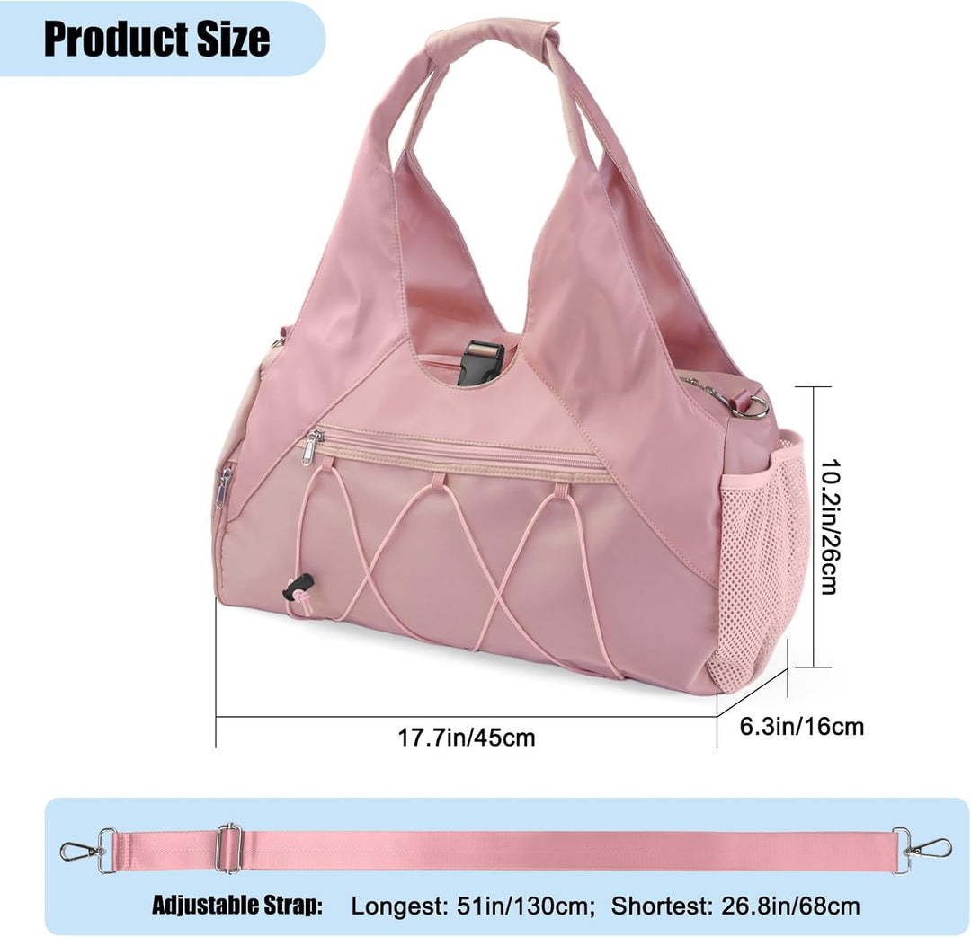 Sporttasche für Damen Yogatasche mit Schuhfach & Nassfach Reisetasche Tragetasche für Yogamatten Fre