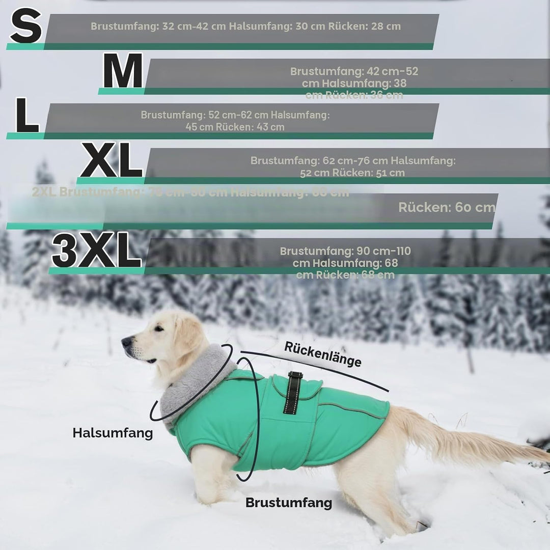 Lelepet Hundemantel Winterweste Reflektierende Fleece Hundejacke für Grosse Hunde Wasserdicht Hundej
