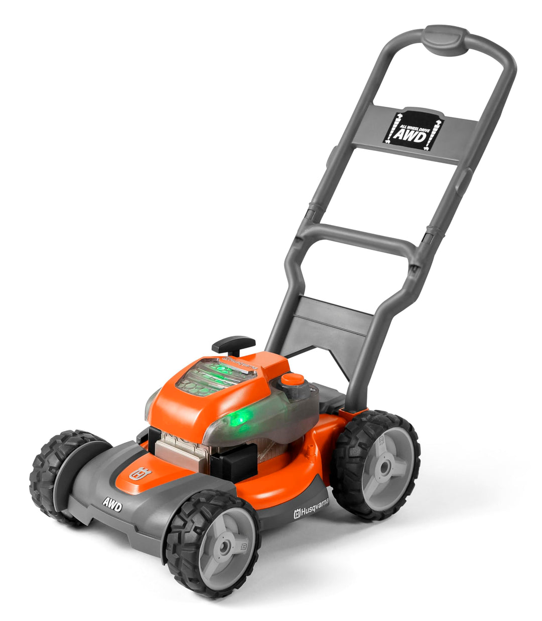 Husqvarna Spielzeug Rasenmäher – Kinder Rasenmäher mit Einschaltknopf, realistischen Motorgeräuschen