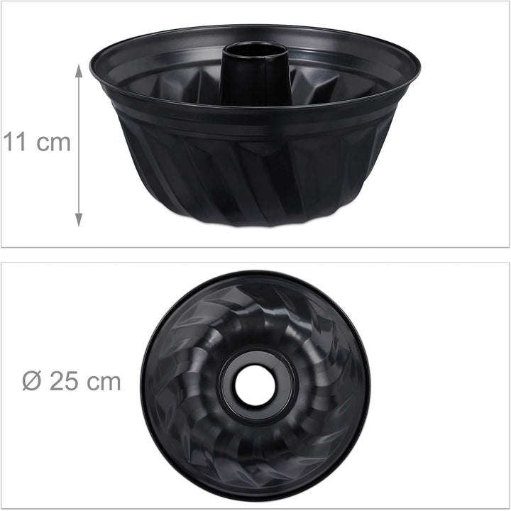 Relaxdays 2 x Gugelhupfform, Marmor- & Rührkuchen, antihaftbeschichtet, Ø 25 cm, Carbonstahl, runde