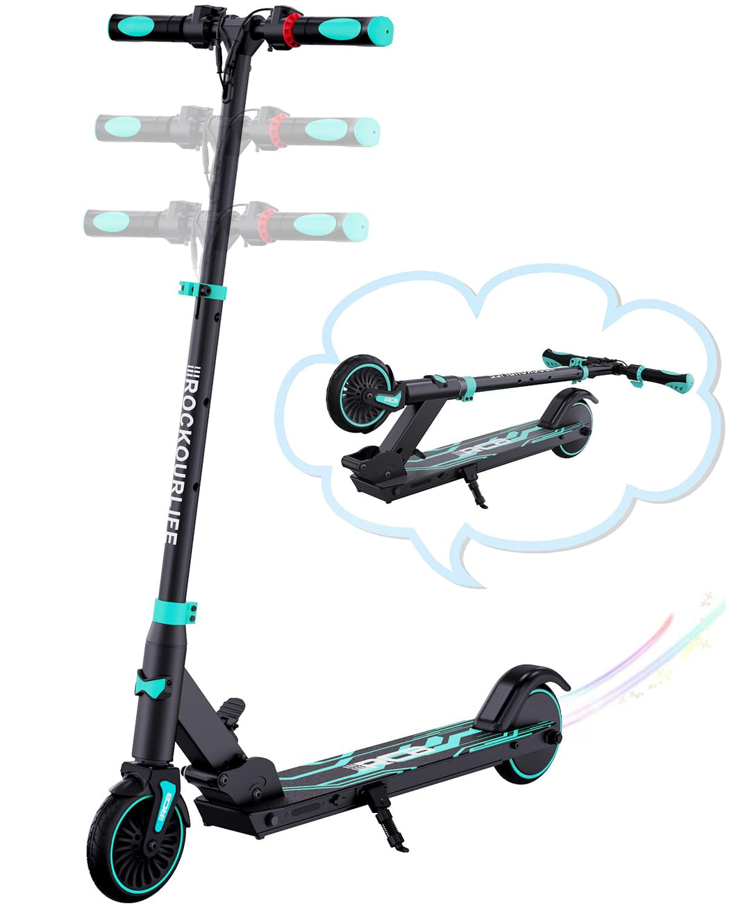 RCB R15 Elektroroller Kinder ab 8-12-16 Jahre, Faltbarer E Scooter, Max 20km/h, Reichweite 16KM, Nur