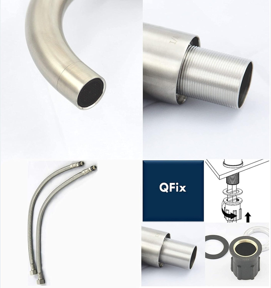 VBChome Spülbecken mit Armatur 100 x 50 cm Einzelbecken Beige Granit Rechteckig Reversibel Einbauspü