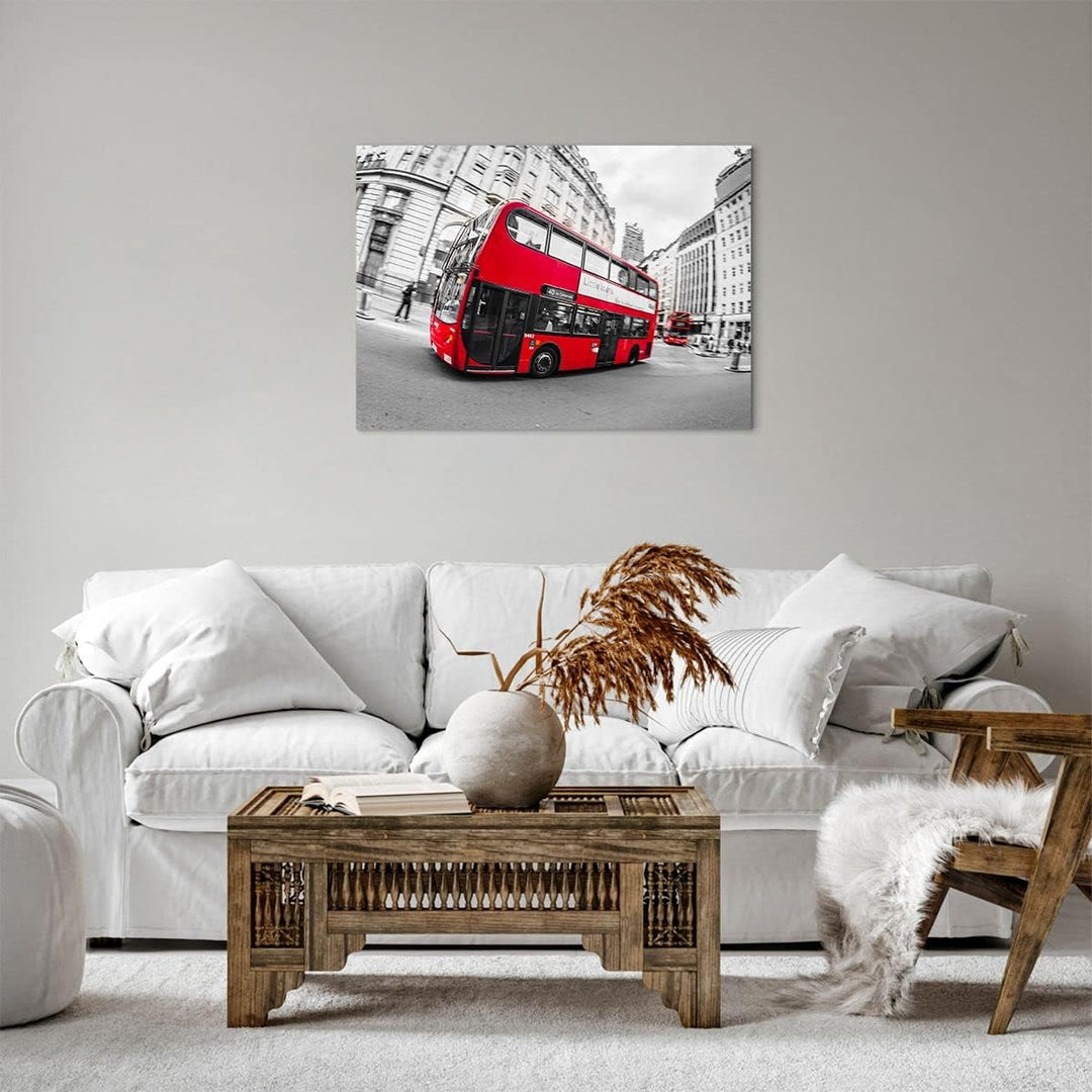 Bilder auf Leinwand Bus London Reise Tourismus Leinwandbild 70x50cm Wandbilder Dekoration Wohnzimmer
