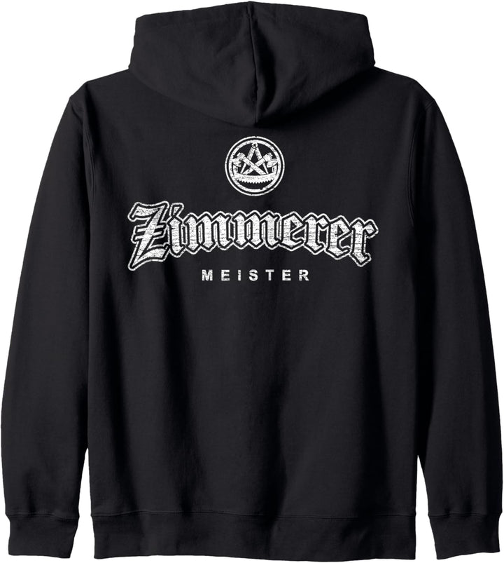 Zunftzeichen Zimmerer Meister in alt-gotischer Schrift Kapuzenjacke