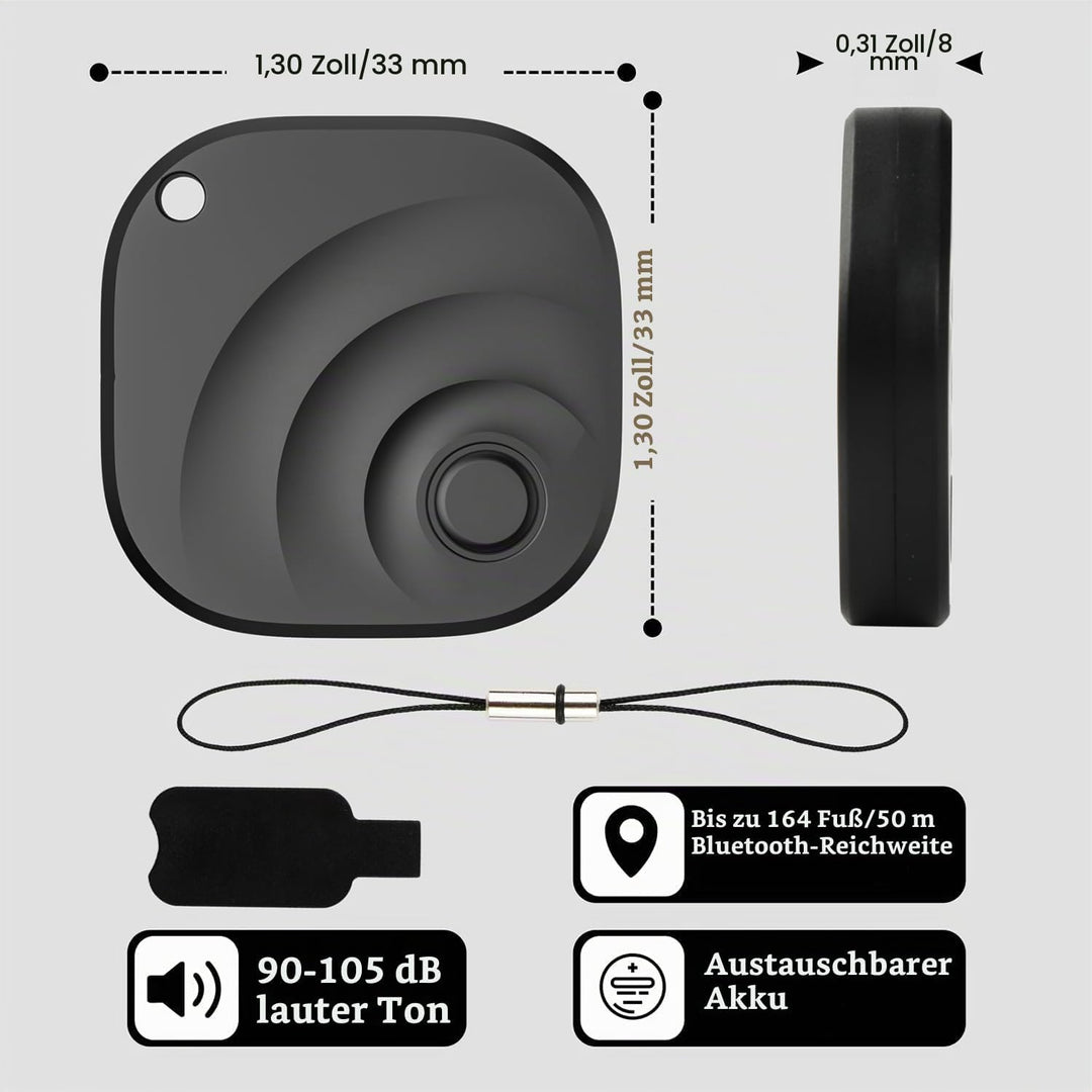 Reyke Smart Tag, kompatibel mit Google Find Hub, Android, Schwarz, 4er-Pack | Bluetooth-Tracker für