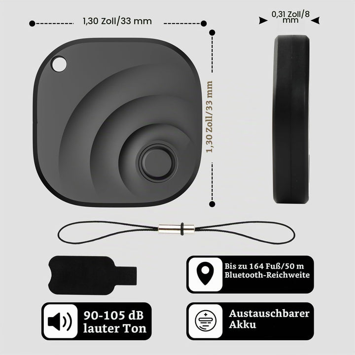 Reyke Smart Tag, kompatibel mit Google Find Hub, Android, Schwarz, 4er-Pack | Bluetooth-Tracker für
