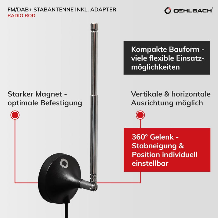 Panasonic SC-PMX94EG-S Micro HiFi System Silber, Einheitsgrösse & Oehlbach Radio Rod FM DAB+ Stabant