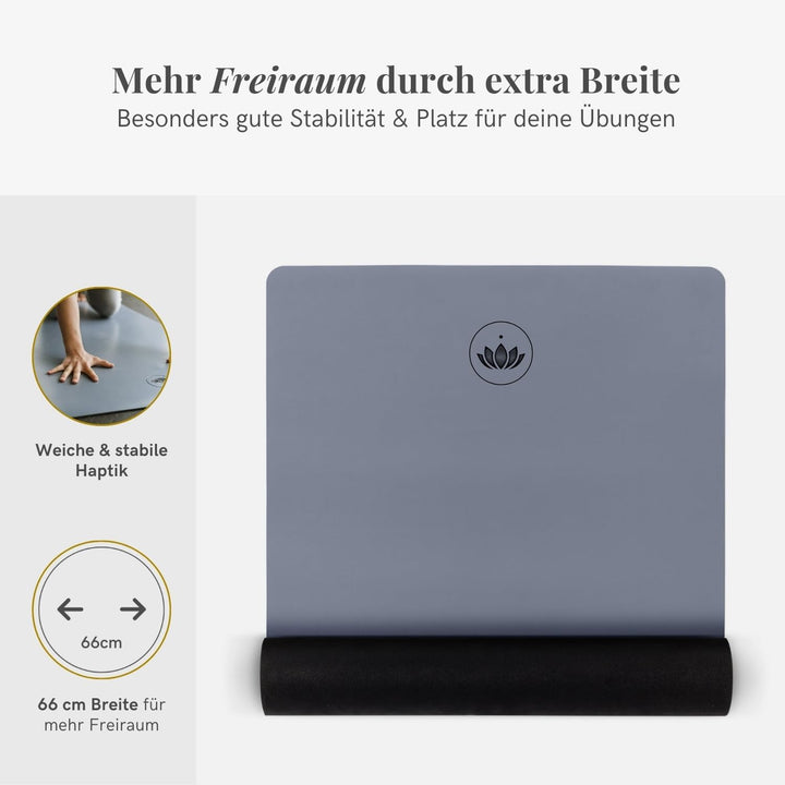 LOTUSCRAFTS® Yogamatte rutschfest, aus Naturkautschuk, universell einsetzbar als Yoga Matte, Sportma