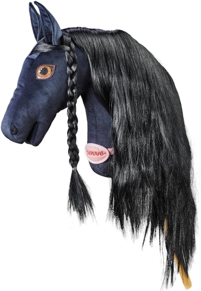 Ponnie Steckenpferd Black Lady A4, Hobby Horse, Pferde Spielzeug für Kinder, mit handgemalten Augen,