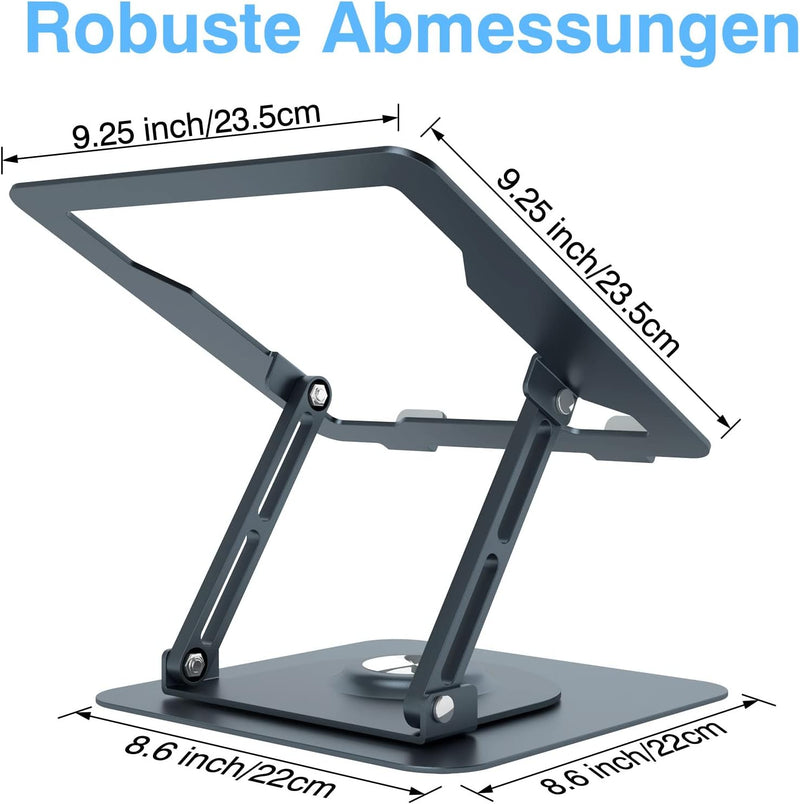 Epherie Laptop Ständer mit 360° drehbarem rundem Basis, Höhenverstellbarer ergonomischer Laptopständ