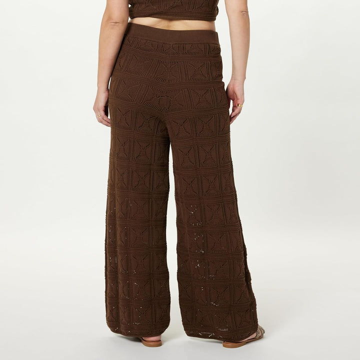 The Drop Damen Hose Diza Pull On Flare Leg Crochet Pant S Kaffeebohnen, S Kaffeebohnen