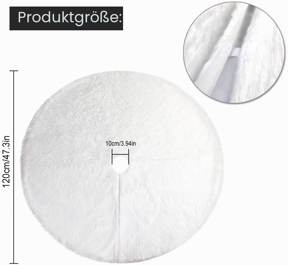 HOWAF 120cm Plüsch Weihnachtsbaum Rock Christbaumdecke Weiss Weihnachtsbaumdecke Christbaumständer T
