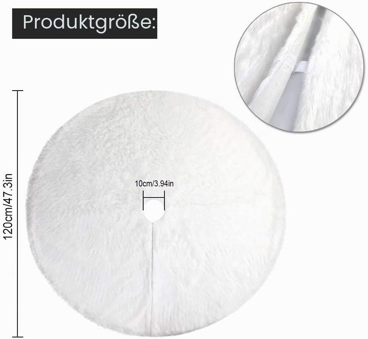 HOWAF 120cm Plüsch Weihnachtsbaum Rock Christbaumdecke Weiss Weihnachtsbaumdecke Christbaumständer T
