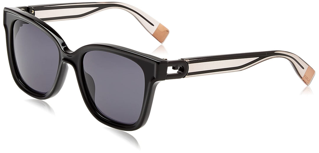Furla Unisex SFU597V Sunglasses, Black, 53