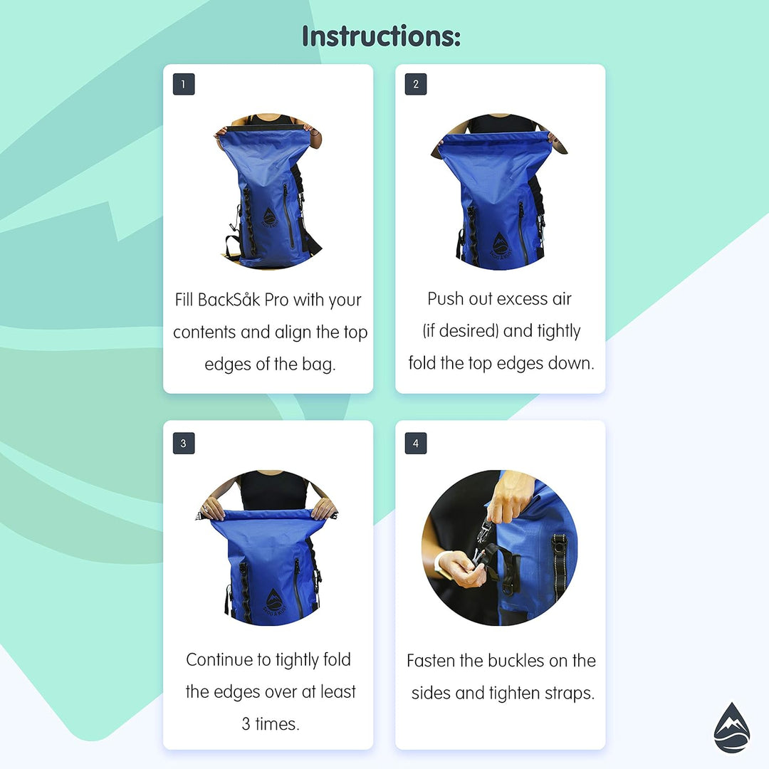 Skog Å Kust BackSåk Pro Rucksäcke mit luftdichter Reissverschlusstasche Blau 35 Liter, Blau 35 Liter