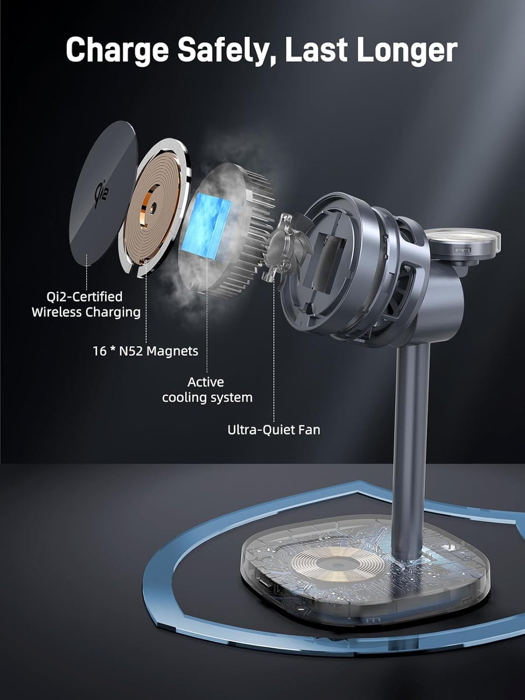 Qi2 Mag Safe Ladestation für Samsung Galaxy S26 Ultra/S25/Z Fold 7, Qi2 Zertifizierte Telefon-Kühlun