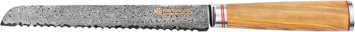 YOUSUNLONG Gezahntes Brotmesser 20,32 cm (67 Zoll) 67-lagiges Damaskus-Edelstahlmesser mit hohem Koh