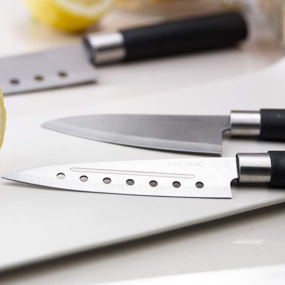 Cecotec Professionelles 4-Messer-Set mit 2 mm breit Klinge Santoku Messerset. Zwart, Zwart