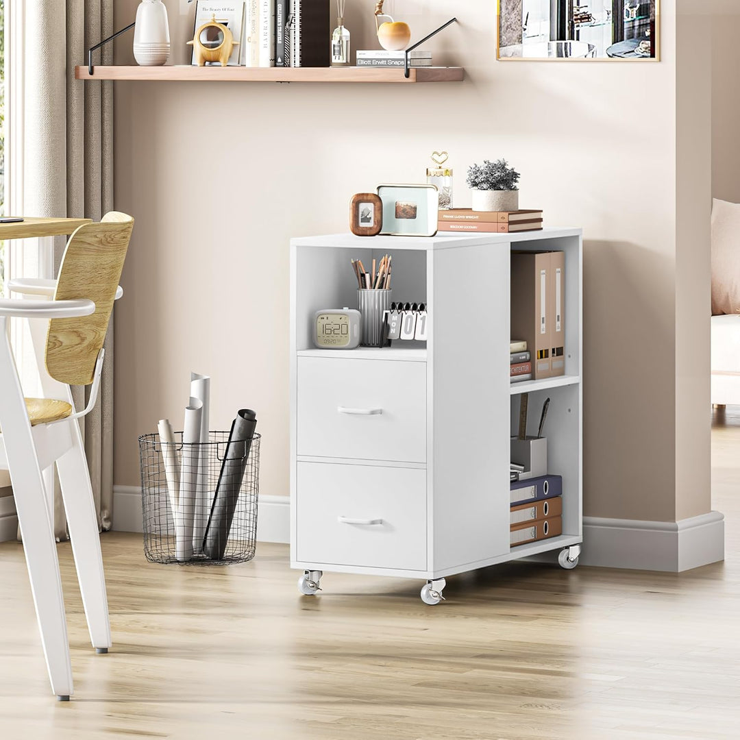 HOCSOK Rollcontainer, Aktenschrank mit Schublade und Fächern, Büroschrank Lagerschrank, Beistelltisc