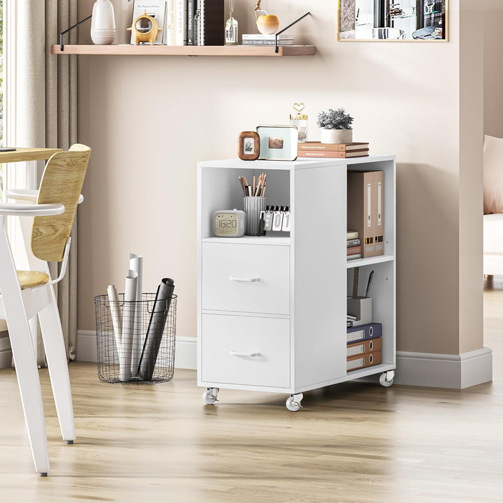 HOCSOK Rollcontainer, Aktenschrank mit Schublade und Fächern, Büroschrank Lagerschrank, Beistelltisc