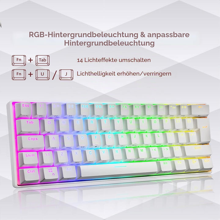 MK21 Gaming Set: 60% Mechanische Tastatur (RGB, 62 Tasten, UK Layout) und Ultraleichte Maus (6400 DP