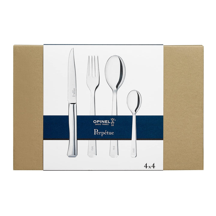 Opinel Tafelbesteck Set Perpétue aus pflegeleichtem Edelstahl, je vier Stück von Suppenlöffel, Messe