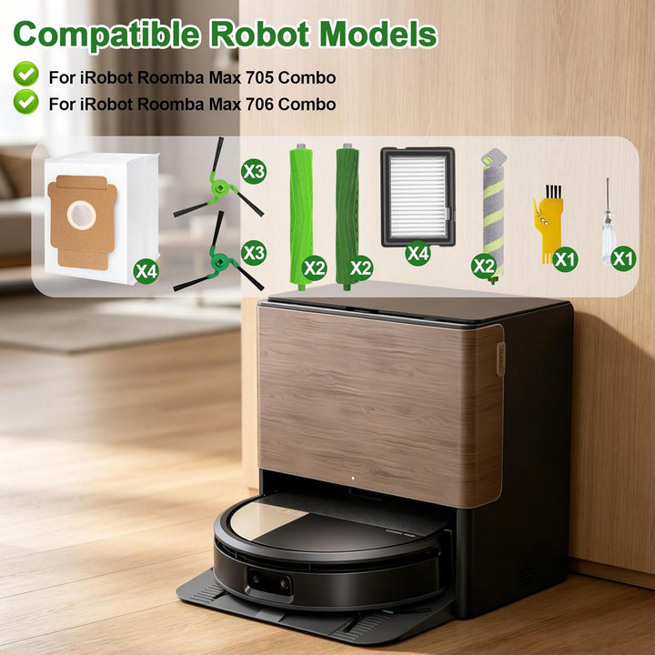 Zubehör für iRobot Roomba Max 705 Combo/706 Combo Staubsaugerroboter – Ersatzteile, 20er-Pack: 2 Sät