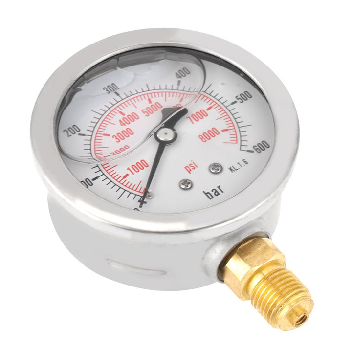 G 1/4"Hydraulik Manometer, 0-600Bar 63mm Zifferblatt Wasser Manometer aus Metall