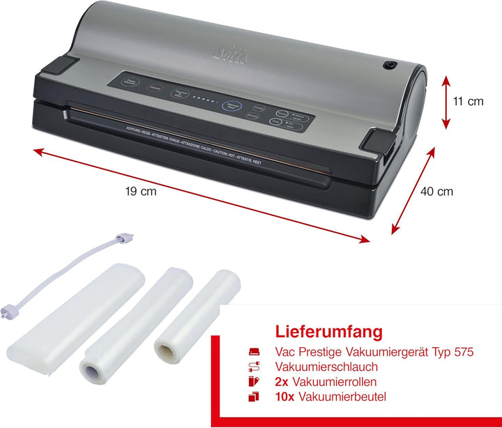Solis Vakuumiergerät Vac Prestige 575 - Einschweissgerät für Lebensmittel - Vakuumierer/Folienschwei