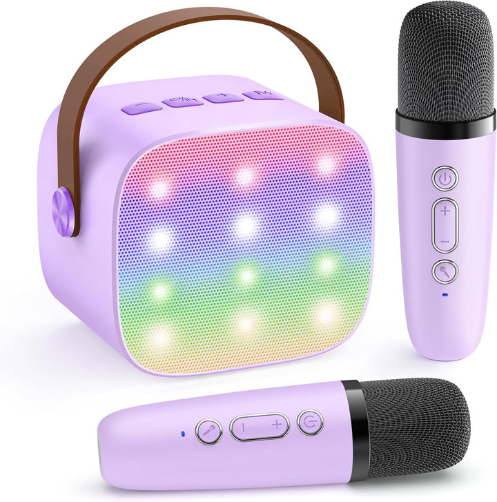 YLL Mini Kinder Karaoke Maschine mit 2 Mikrofon, Karaoke Geschenke für Mädchen Alter 3 4 5 6 7 8 9 1