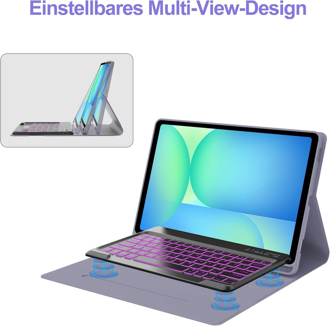 IVEOPPE Hülle mit Tastatur für Samsung Galaxy Tab S10 FE+ 13.1 Zoll, Deutsches QWERTZ-Layout, Tastat