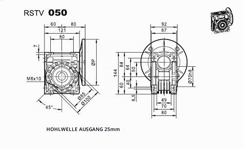 Getriebemotor Dreiphasiger, 220 V/400 V, 0,5 PS, 0,37 kW, 35 RPM DE SALIDA, 35 RPM DE SALIDA