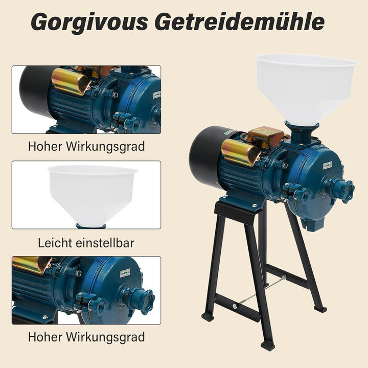 2200W 220V Getreidemühle, Getreidemühle Elektrisch, Getreidemühle Mühle Nussmühle mit Trichter, Komm