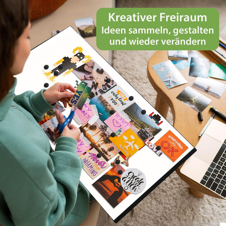 banjado Magnettafel schwarz 78 x 37cm / Magnetwand Metall/Magnetpinnwand als Memoboard/Pinnwand Magn
