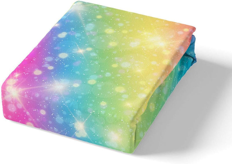 Loussiesd Regenbogen Farbe Tröster Bettwäsche 135x200 cm Mädchen Kinder Blingling Dekor Bettwäsche S