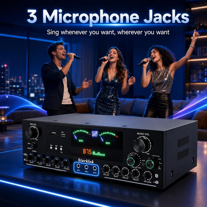 Bluetooth Verstärker 3000W Spitzenleistung – Hifi Verstärker 5.1 Kanal Heimkino, Stereo Verstärker m