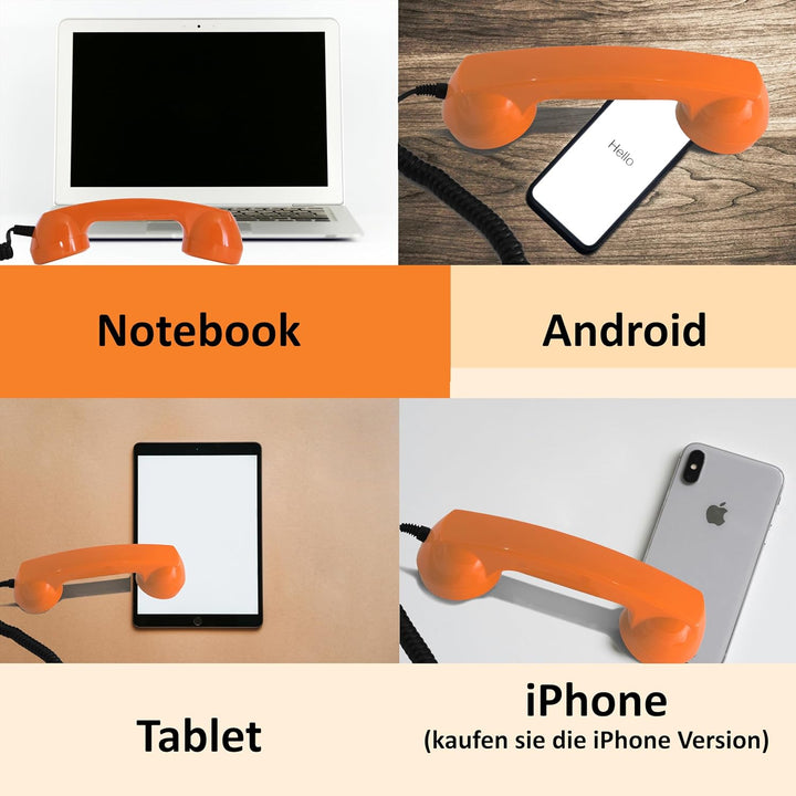 Opis 60s Micro - Retro Handyhörer für Android Smartphones, Tablets, Notebooks und Handys in der Form